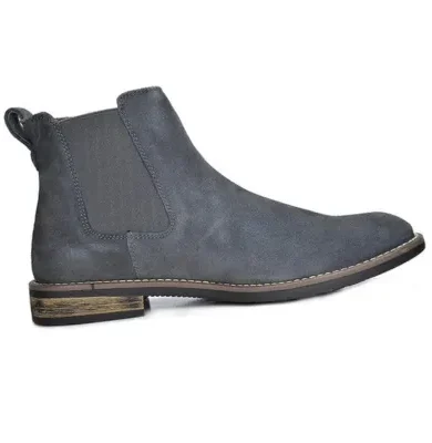 Bruno Marc Men's Suede Leather Chelsea Ankle Boots Grey