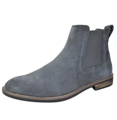 Bruno Marc Men's Suede Leather Chelsea Ankle Boots Grey