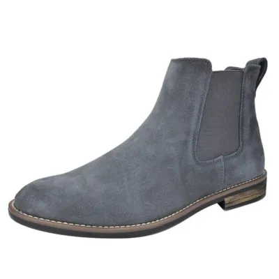Bruno Marc Men's Suede Leather Chelsea Ankle Boots Grey