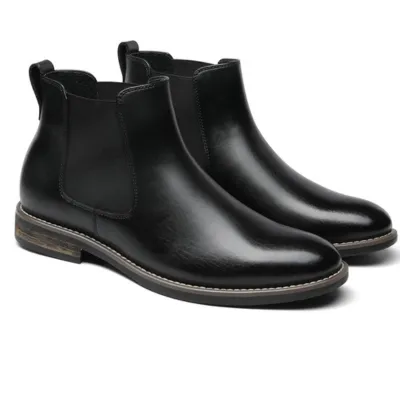 Bruno Marc Men's Suede Leather Chelsea Ankle Boots Black