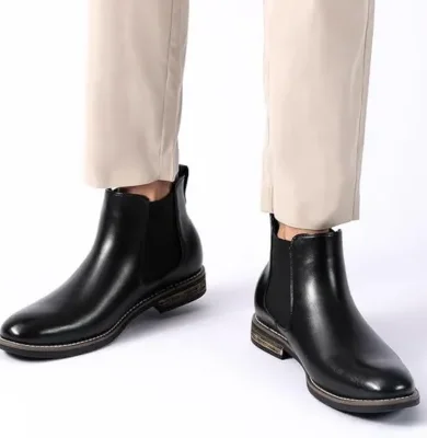 Bruno Marc Men's Suede Leather Chelsea Ankle Boots Black