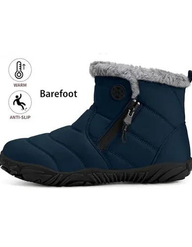 Womens Mens Barefoot Boots Shoes Winter Snow Boots Warm Ankle Booties Zero Drop Sole Wide Toe Box Fur Lined Outdoor Sneakers