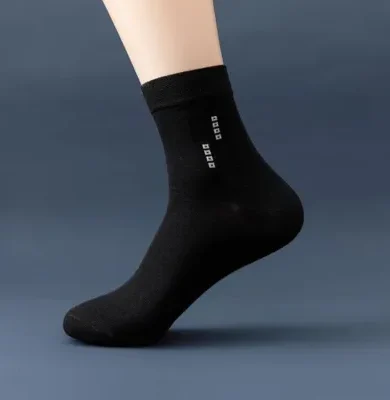 infino 5 Pairs Men's 100% Cotton Crew Socks: Mid-Calf, Dress Socks, Moisture Wicking, Suitable for All Seasons, Striped Pattern in a Variety of Colors for Business Casual Wear