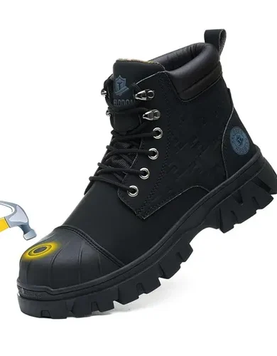 KELODON Waterproof Steel Toe Boots For Men 6 Inch Leather Steel Toe Shoes Non Slip Resistant Safety Work Boots Indestructible Lightweight Construction Boot