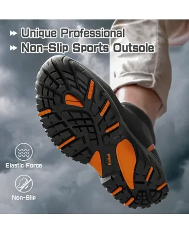 Men's Rubber Boots, Waterproof Ankle Rain Boots, Insulated Working Booties with Comfortable Sports Sole, Outdoor Mud Boots for Yard Chore