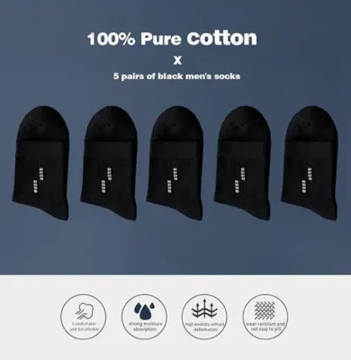 infino 5 Pairs Men's 100% Cotton Crew Socks: Mid-Calf, Dress Socks, Moisture Wicking, Suitable for All Seasons, Striped Pattern in a Variety of Colors for Business Casual Wear