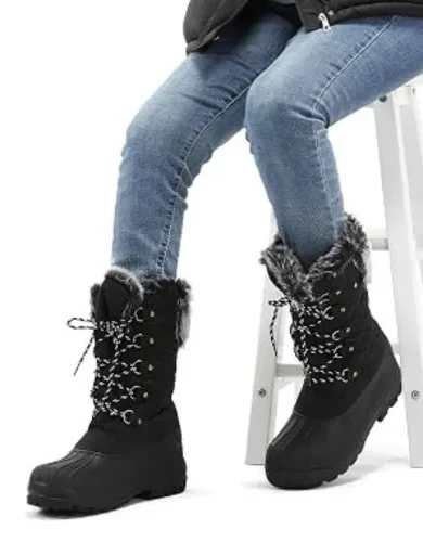 mysoft Women's Snow Boots Warm Insulated Faux Fur Lined Waterproof Mid-Calf Winter Boots