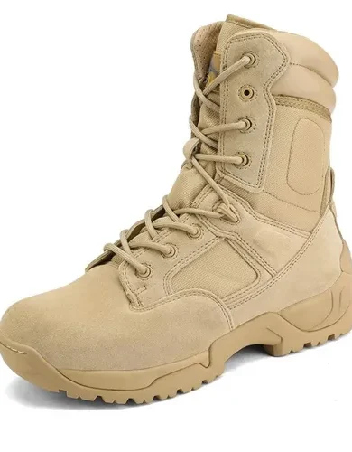 NORTIV 8 Mens Military Tactical Work Boots Hiking Side Zip Leather Outdoor Motorcycle Combat Boots Response