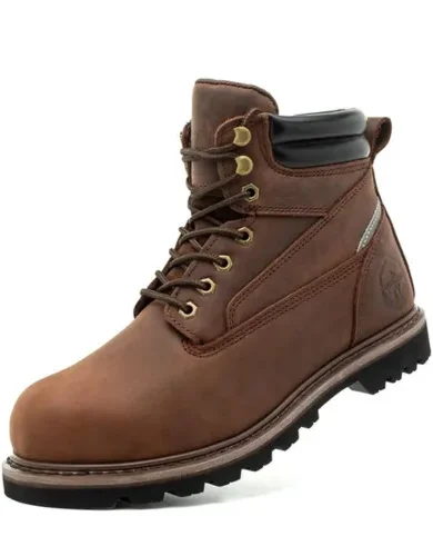 Steel Toe Work Boots for Men 6 Inch Waterproof Non Slip Rubber Comfort Leather Safety Durable Industrial Construction Boots