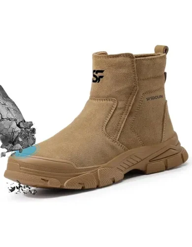 Work Boots for Men Slip On Welding Boots for Men Indestructible Steel Toe Boots Men's Steel Toe Shoes Fireproof Safety Toe Shoes Construction Boots for Welder Men's Work Shoes.
