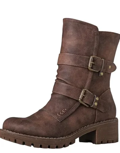 GLOBALWIN Lace up Mid Calf Motorcycle Fashion Festival Boots Combat Riding Military Boots for Women
