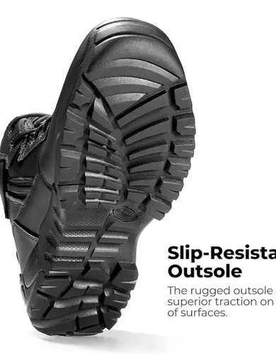 NORTIV 8 Mens Military Tactical Work Boots Side Zip Outdoor Hiking Leather Motorcycle Combat Boots