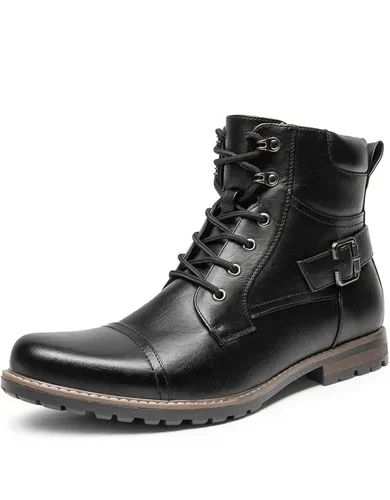 Bruno Marc Men's Motorcycle Combat Boots Zipper Biker Boot