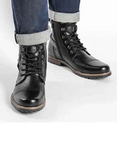 Bruno Marc Men's Motorcycle Combat Boots Zipper Biker Boot