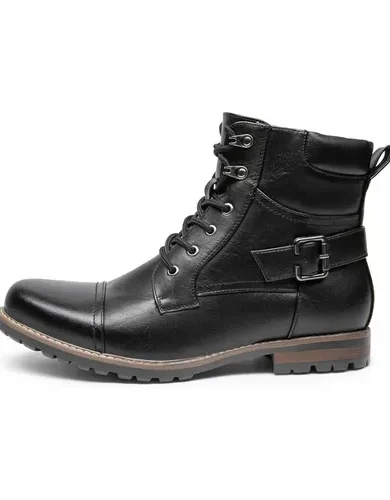 Bruno Marc Men's Motorcycle Combat Boots Zipper Biker Boot