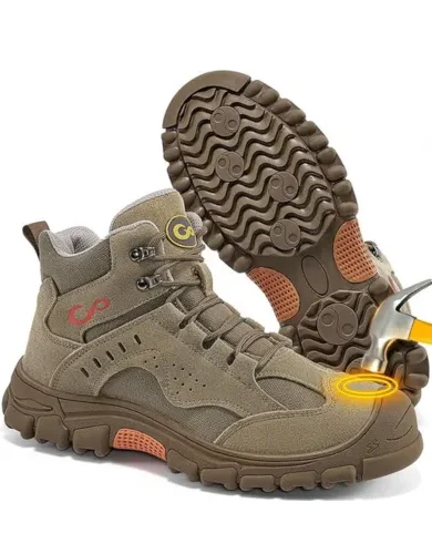Work Boots for Men Steel Toe - ASTM F2412-24 Construction Footwear Slip Resistant Comfortable Breathable Durable Safety Boot