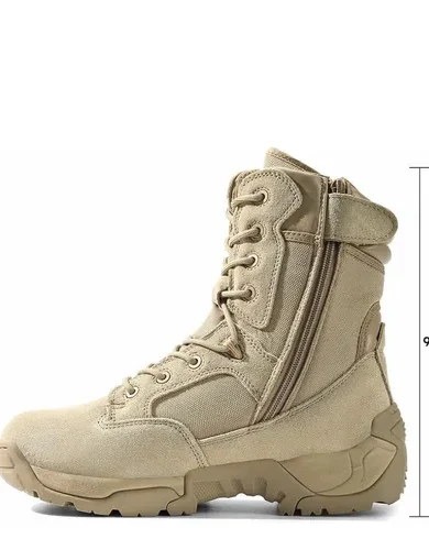 NORTIV 8 Mens Military Tactical Work Boots Hiking Side Zip Leather Outdoor Motorcycle Combat Boots Response