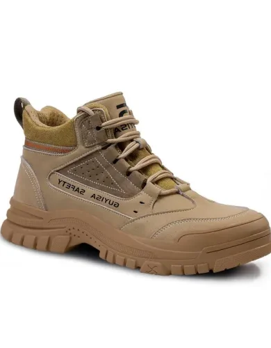 GUSAYEX Steel Toe Boots for Men Puncture Resistant Safety Work Boots with Kevlar Midsole Industrial Lightweight Men's Work & Utility Protective Shoes for Construction Warehouse Factory