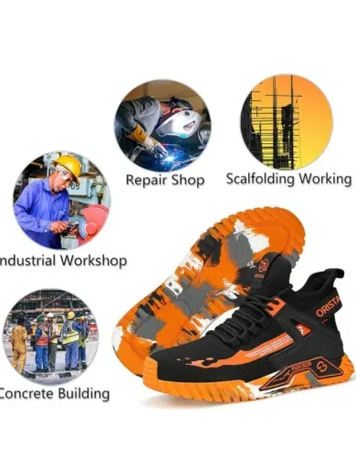 Work Safety Crew Boots Lightweight Breathable Industry Construction Steel Toe Sneakers