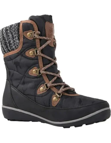 GLOBALWIN Women's Snow Boots Waterproof Mid-Calf Winter Boots for Women with Quilted Knit Panels, Warm Fleece Lining, and Non-Slip Insulated Outdoor Sole