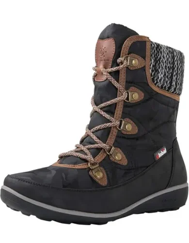 GLOBALWIN Women's Snow Boots Waterproof Mid-Calf Winter Boots for Women with Quilted Knit Panels, Warm Fleece Lining, and Non-Slip Insulated Outdoor Sole