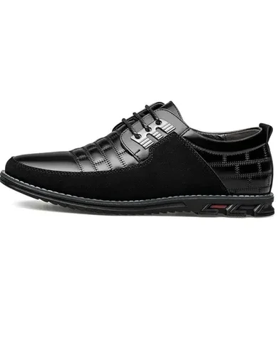 Mens Dress Shoes Casual Business Oxford Derby Orthopedic Leather Shoes Simple Lace-up Walk Loafers Flats Shoes for Men