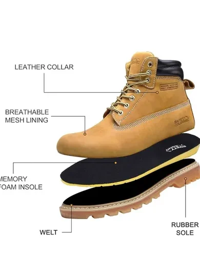 Work Boots for Men Waterproof Soft Toe Non Slip Comfortable Leather Workboots