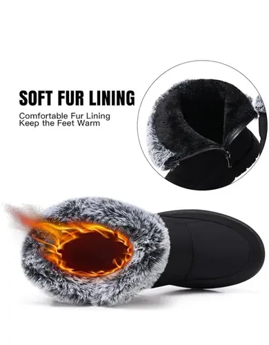 Women's Snow Boots Winter: Waterproof Fur Lined Anti-Slip Ankle Booties Outdoor Comfortable Warm Women Snow Boot