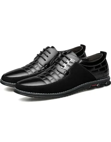 Mens Dress Shoes Casual Business Oxford Derby Orthopedic Leather Shoes Simple Lace-up Walk Loafers Flats Shoes for Men