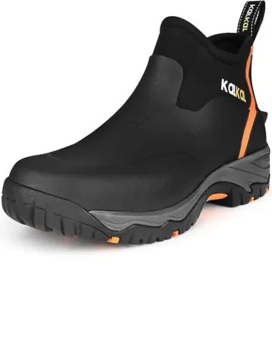 Men's Rubber Boots, Waterproof Ankle Rain Boots, Insulated Working Booties with Comfortable Sports Sole, Outdoor Mud Boots for Yard Chore