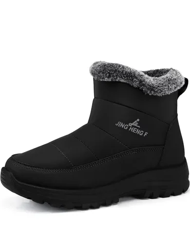Winter Boots for Women Snow: Fur Lined Warm Ankle Boots - Adjustable Water Resistant Outdoor Zipper Snow Shoes