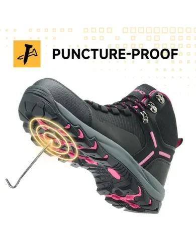 Waterproof Steel Toe Boots for Women Wide Width Non Slip Work Boots Lightweight Slip Resistant Safety Shoes Indestructible Construction Composite Toe Sneakers