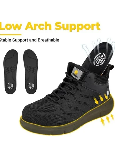 FitVille Extra Wide Work Boots for Men Composite Steel Toe Safety Boots High Top Work Shoes for Men