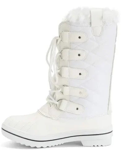 POLAR Womens Snow Boot Nylon Tall Winter Fur Lined Snow Warm Waterproof Rain Boot