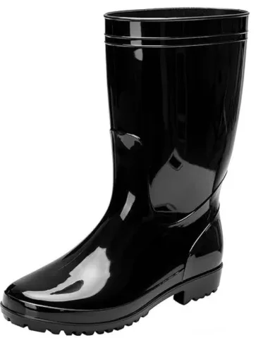 Men's Mid-calf Rain Boots Waterproof Anti-Slip Black PVC Adult Outdoor Work Rubber Boots