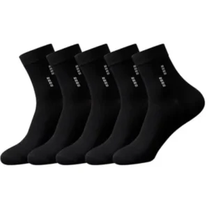 infino 5 Pairs Men's 100% Cotton Crew Socks: Mid-Calf, Dress Socks, Moisture Wicking, Suitable for All Seasons, Striped Pattern in a Variety of Colors for Business Casual Wear