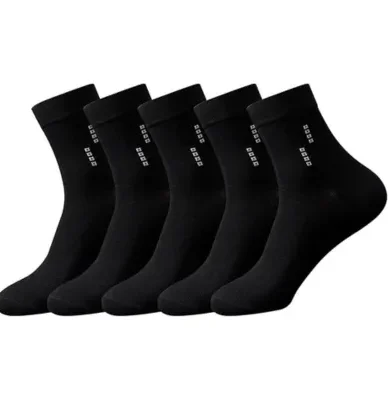 infino 5 Pairs Men's 100% Cotton Crew Socks: Mid-Calf, Dress Socks, Moisture Wicking, Suitable for All Seasons, Striped Pattern in a Variety of Colors for Business Casual Wear