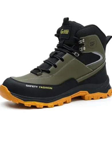 Work Boots for Men,Lightweight Breathable High Top Steel Toe Boots,Unbreakable Steel Toe Shoes,Non Slip Safety Work