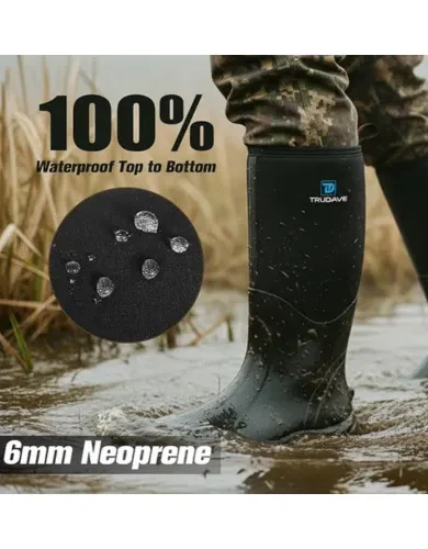 Trudave Rubber Boots for Men & Women with Steel Shank, Mens Rain Boots Waterproof Insulated, Reliable 6mm Neoprene Warm Anti-slip High Traction Multi-season Dry Mud Boot for Outdoor, Work, Hunting