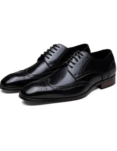 Jousen Men's Dress Shoes Leather Wingtip Formal Business Oxford Shoes Brogue Retro Derby Dress Shoes for Men