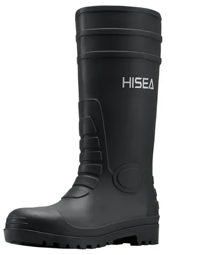 HISEA Men's Steel Toe Rain Boots PVC Rubber Boots, Waterproof Garden Fishing Outdoor Work Boots, Durable Slip Resistant Knee Boots for Agriculture and Industrial Working