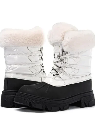 GLOBALWIN Snow Boots for Women Comfortable Winter Boots For Women Waterproof Fluffy Faux Fur Ankle Booties Water-Resistant Short Boots For Women Warm Fur Boots, Lace-Up Outdoor Shoes
