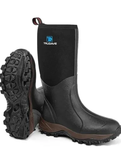 Trudave Rubber Boots for Men & Women with Steel Shank, Mens Rain Boots Waterproof Insulated, Reliable 6mm Neoprene Warm Anti-slip High Traction Multi-season Dry Mud Boot for Outdoor, Work, Hunting