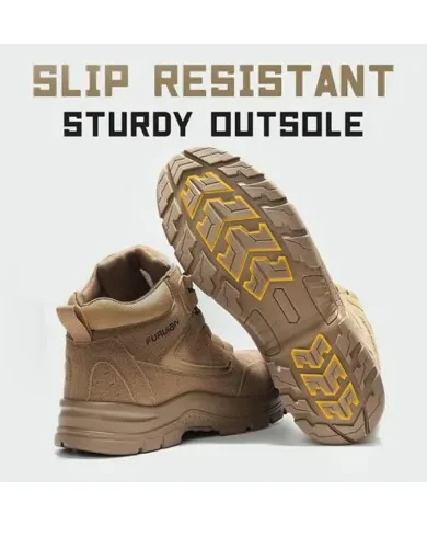 Furuian Steel Toe Boots for Men Women Comfortable Lightweight Work Boots for Men Slip Resistant High Top Steel Toe Safety Shoes Puncture Proof Indestructible Construction Shoes