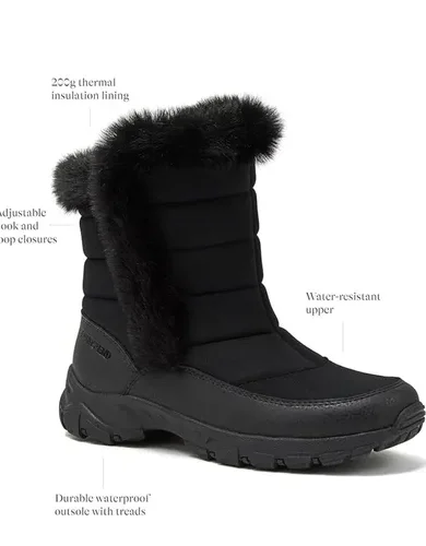 Lands' End Expedition Waterproof Insulated Womens Snow Boots, Lace Up or Slip On Winter Boots for Women, Medium or Wide Width Sizes 6 to 11, Black, Brown, Blue, White or Grey Winter Shoes
