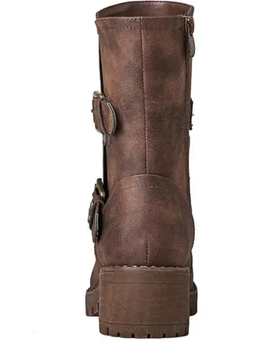 GLOBALWIN Lace up Mid Calf Motorcycle Fashion Festival Boots Combat Riding Military Boots for Women
