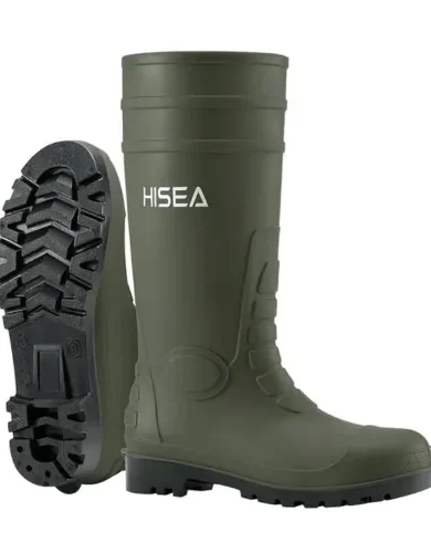 HISEA Men's Rain Boots with Steel Shank, Waterproof Rubber Boots Seamless PVC Rainboots Durable Protective Footwear Outdoor Work Boots Garden Fishing Tall Knee Boot