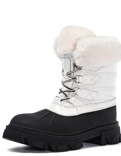 GLOBALWIN Snow Boots for Women Comfortable Winter Boots For Women Waterproof Fluffy Faux Fur Ankle Booties Water-Resistant Short Boots For Women Warm Fur Boots, Lace-Up Outdoor Shoes