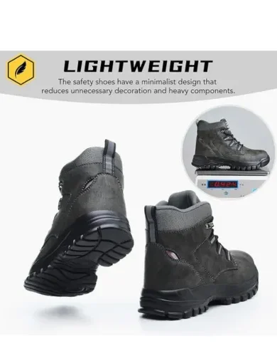 Steel Toe Boots for Women Men Slip & Puncture-Resistant Safety Boots Industrial Construction Steel Toe Shoes for Warehouse, Outdoor Work Black