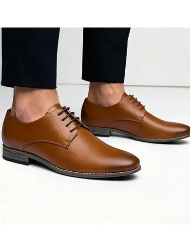 Jousen Men's Oxford Plain Toe Dress Shoes Classic Formal Derby Shoes